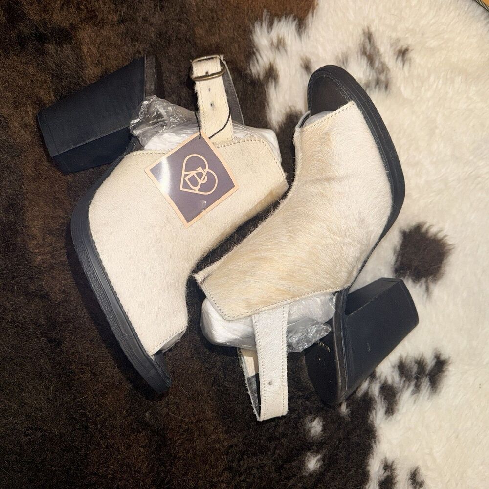 Alcala’s Boots Manola Cowhide Slingback Booties Open Toe Block Heel NWT Size 8